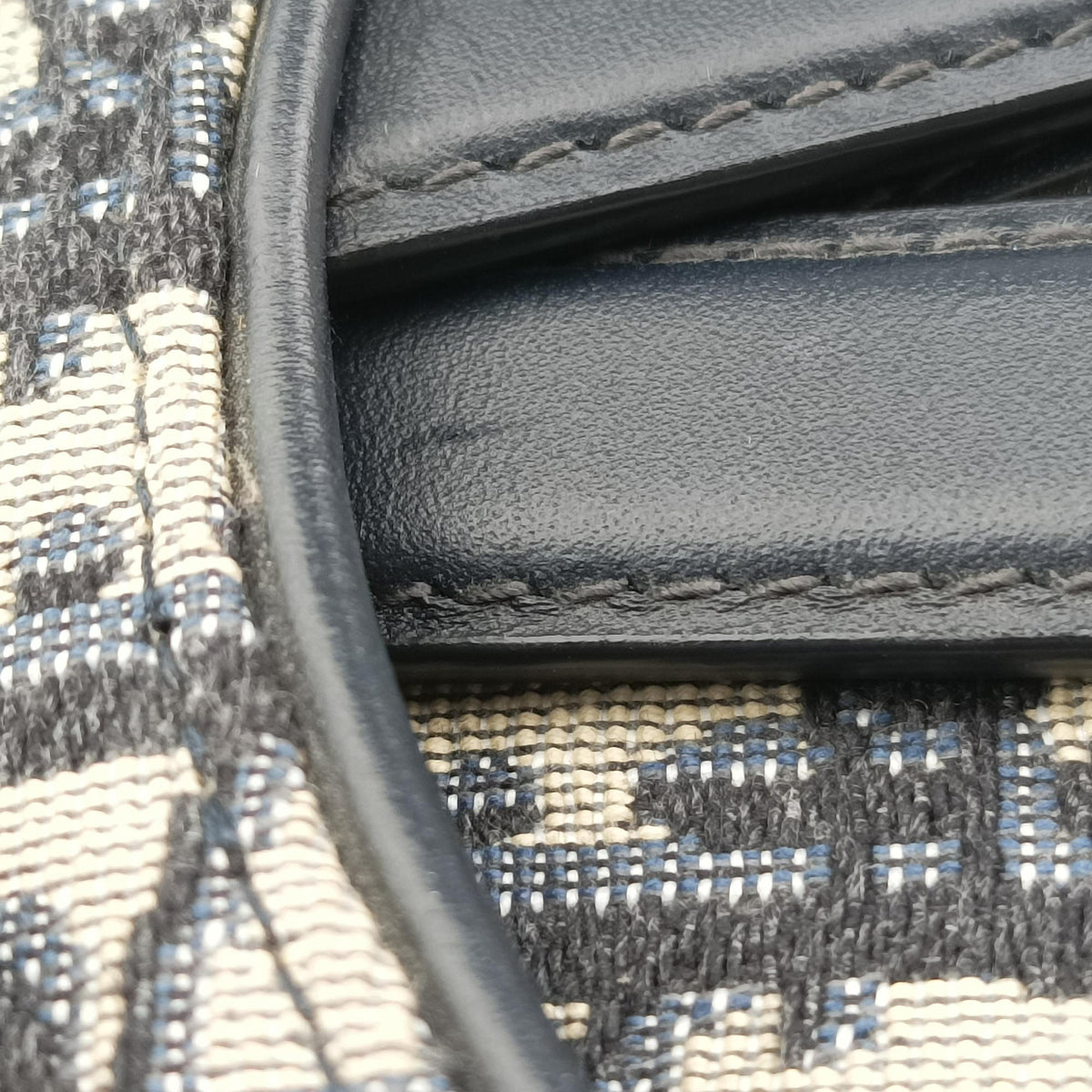 Pre-owned Christian Dior Saddle Navy Jacquard × Leather  handbag | stylenewstar