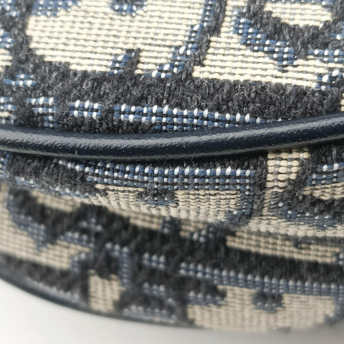 Pre-owned Christian Dior Saddle Navy Jacquard × Leather  handbag | stylenewstar