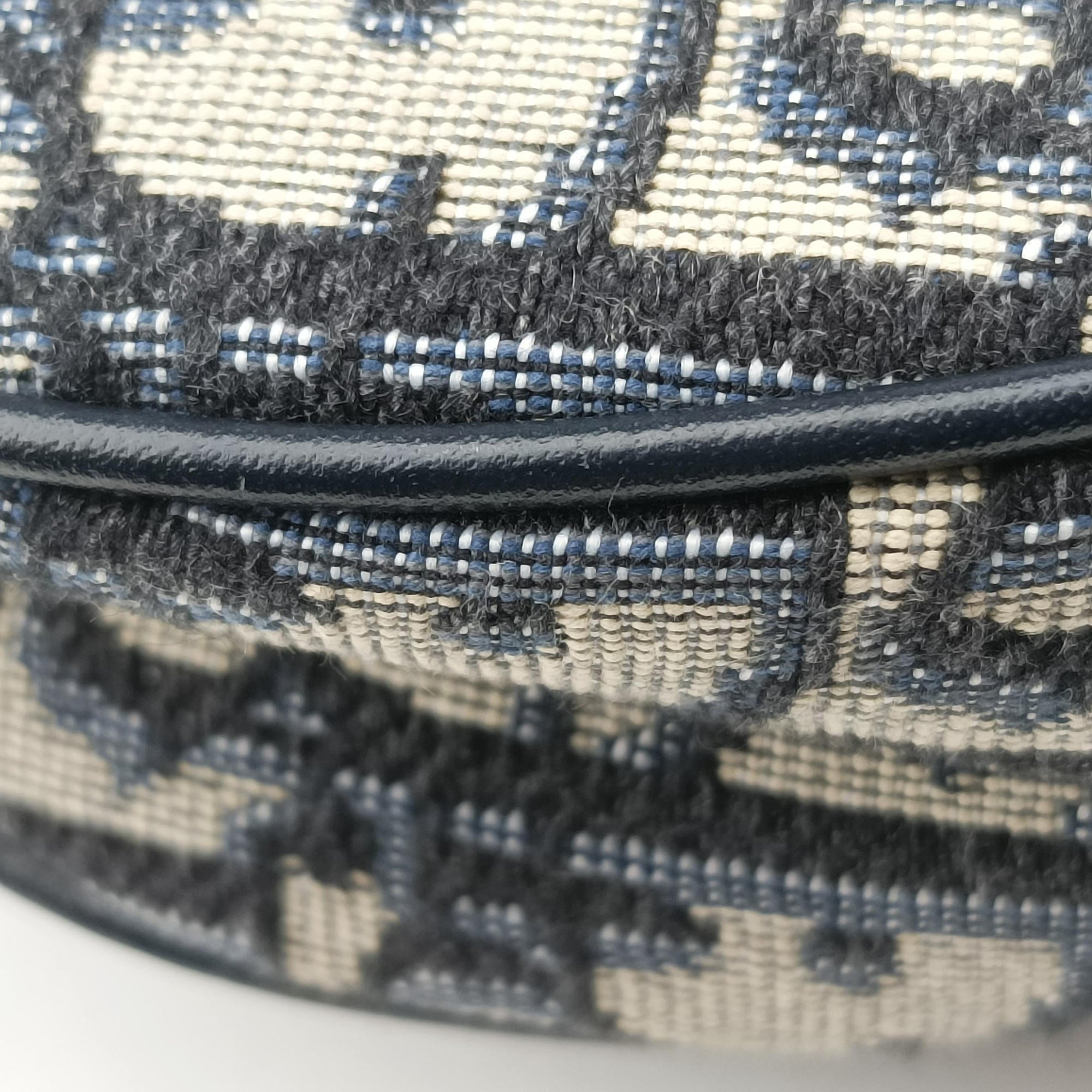 Pre-owned Christian Dior Saddle Navy Jacquard × Leather  handbag | stylenewstar