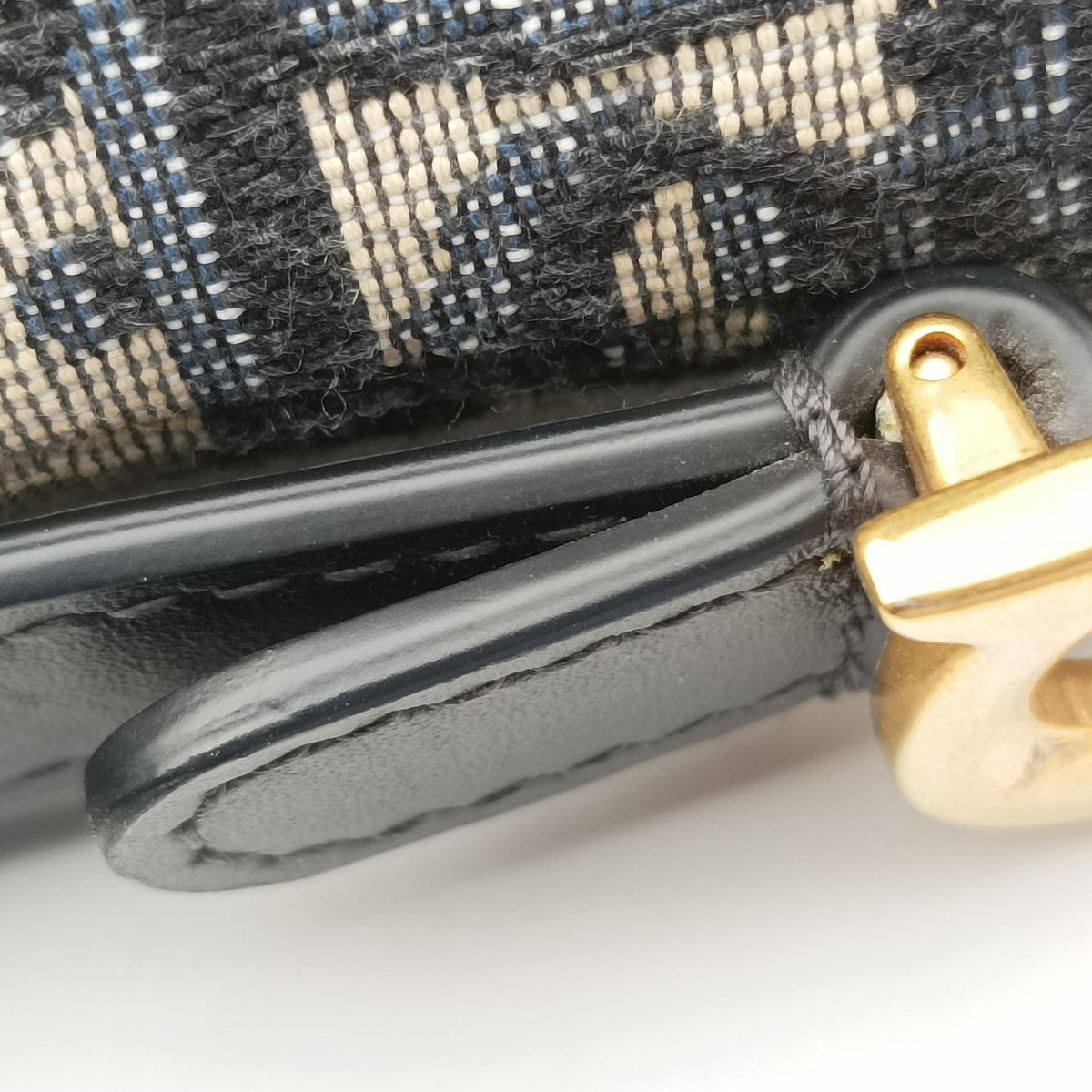 Pre-owned Christian Dior Saddle Navy Jacquard × Leather  handbag | stylenewstar