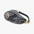 Pre-owned Christian Dior Saddle Navy Jacquard × Leather  handbag | stylenewstar
