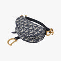 Pre-owned Christian Dior Saddle Navy Jacquard × Leather  handbag | stylenewstar