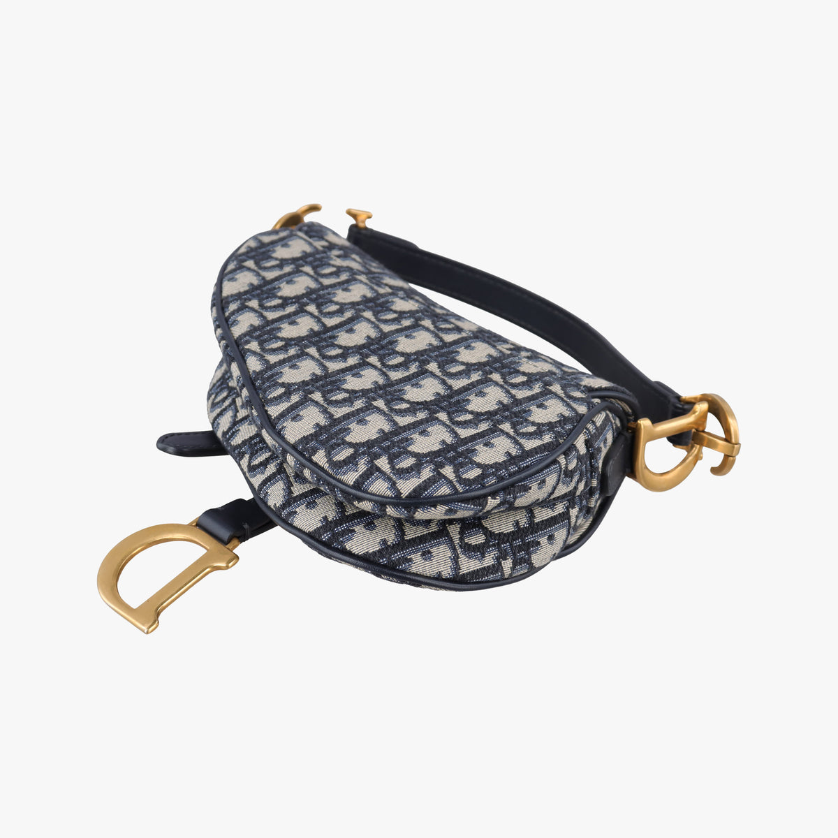 Pre-owned Christian Dior Saddle Navy Jacquard × Leather  handbag | stylenewstar