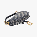 Pre-owned Christian Dior Saddle Navy Jacquard × Leather  handbag | stylenewstar