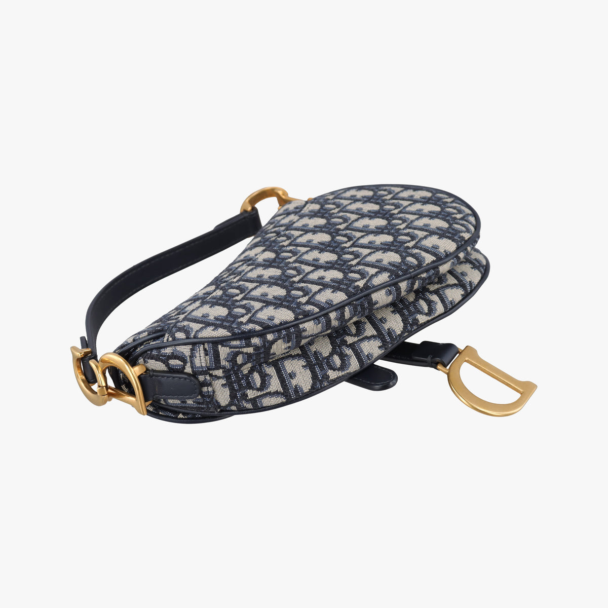 Pre-owned Christian Dior Saddle Navy Jacquard × Leather  handbag | stylenewstar