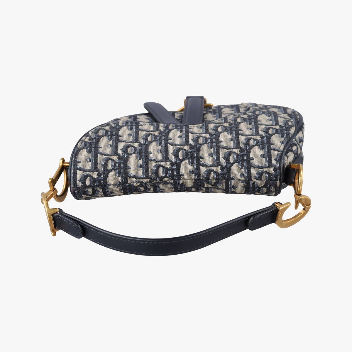 Pre-owned Christian Dior Saddle Navy Jacquard × Leather  handbag | stylenewstar