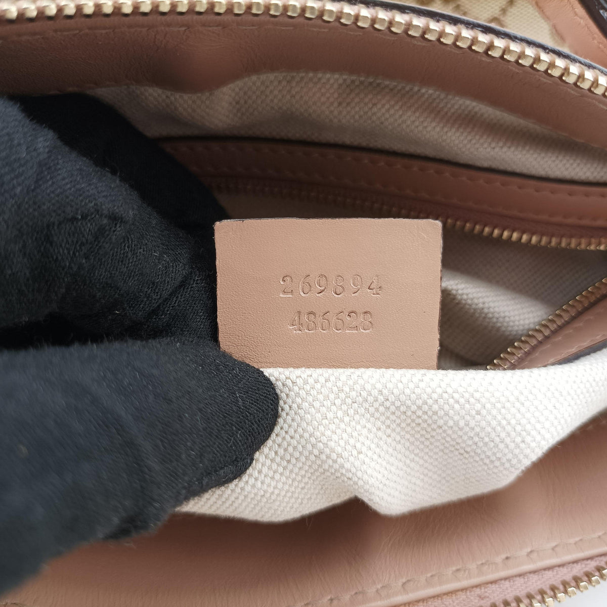 Mayfair Bow Tote Beige×pink Canvas×Leather 269894 G014882391メイフェア ボウ トート ベージュx ピンク キャンバス×レザー 269894 G014882391