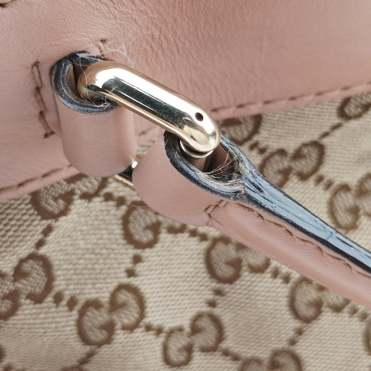 Mayfair Bow Tote Beige×pink Canvas×Leather 269894 G014882391メイフェア ボウ トート ベージュx ピンク キャンバス×レザー 269894 G014882391