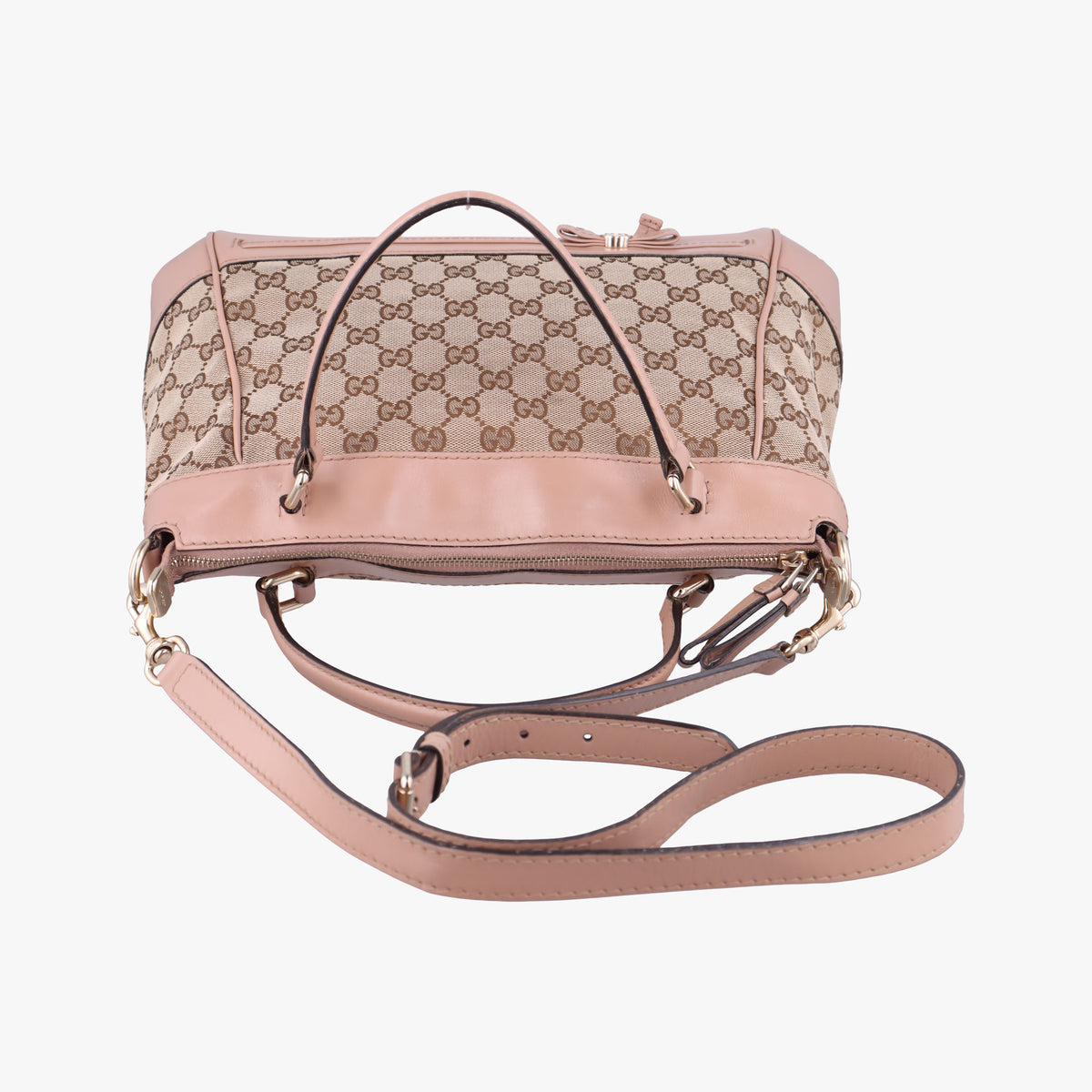 Mayfair Bow Tote Beige×pink Canvas×Leather 269894 G014882391メイフェア ボウ トート ベージュx ピンク キャンバス×レザー 269894 G014882391