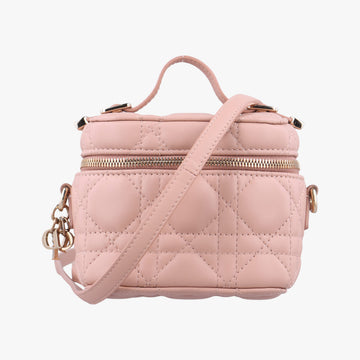 Lady Dior micro vanity Pink lambskin Lot number unknownレディディオール マイクロ ヴァニティ ピンク ラムスキン 製番不明