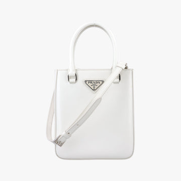 Mirror Tote White Leather 1BA331 31/Aミラートート ホワイト レザー 1BA331 31/A