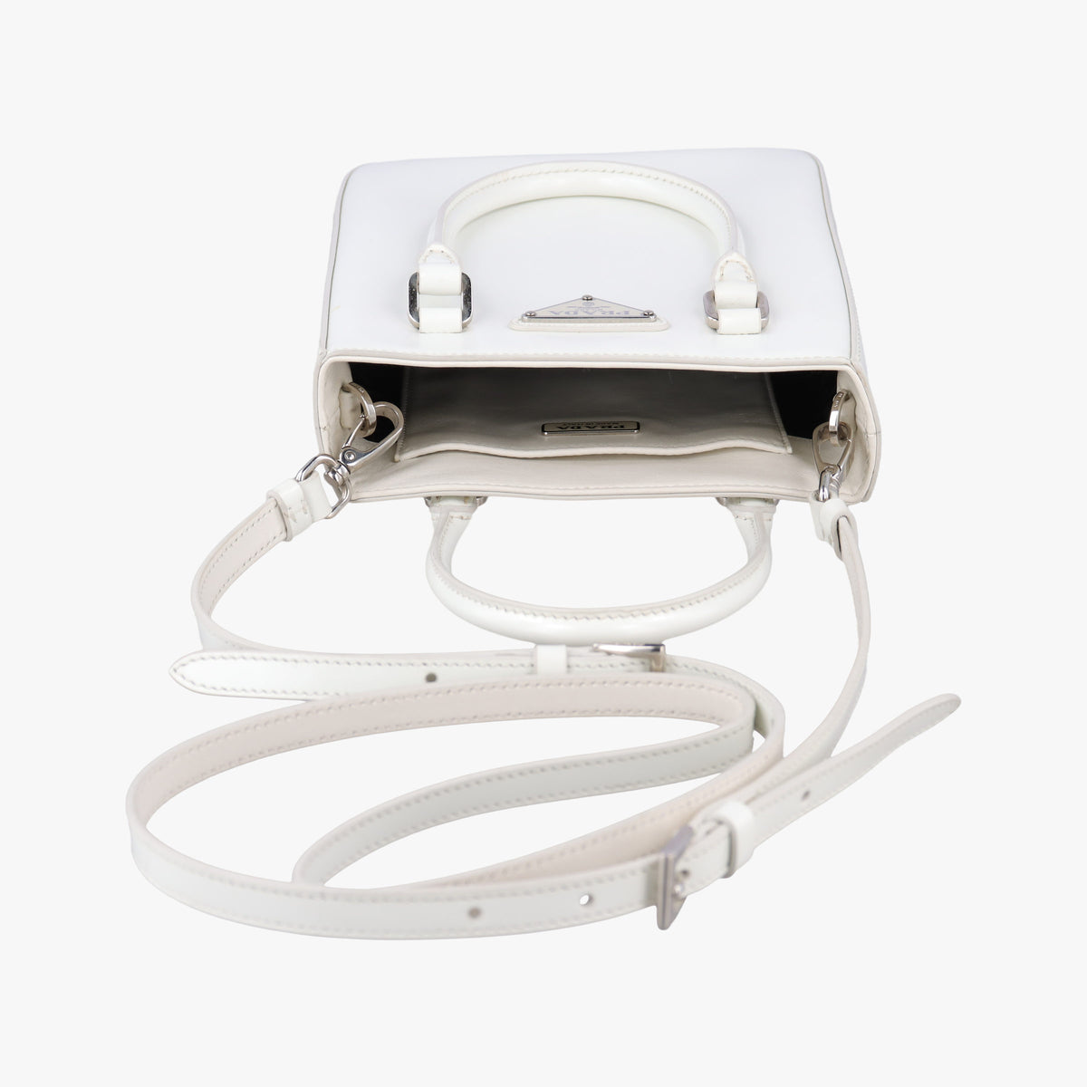 Mirror Tote White Leather 1BA331 31/Aミラートート ホワイト レザー 1BA331 31/A
