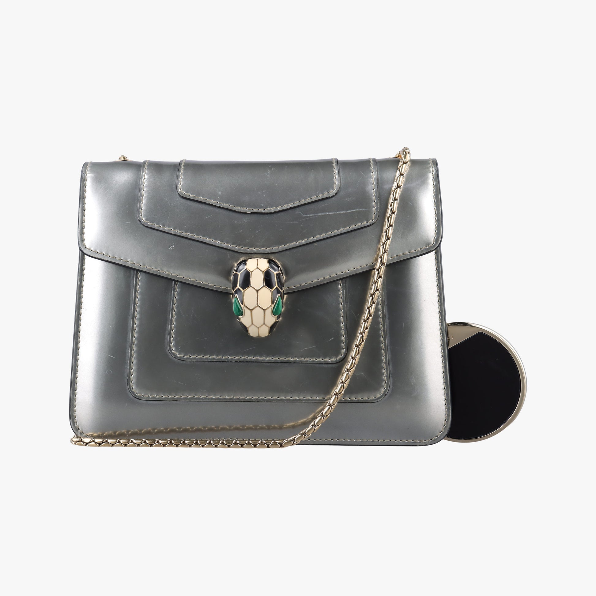 Pre-owned Bvlgari SERPENTI FOREVER Silver Patent Leather  shoulderbag | stylenewstar