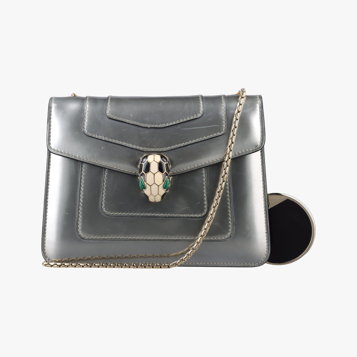 Pre-owned Bvlgari SERPENTI FOREVER Silver Patent Leather  shoulderbag | stylenewstar