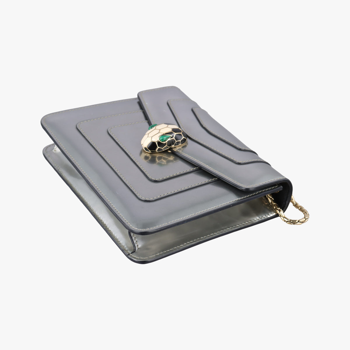 Pre-owned Bvlgari SERPENTI FOREVER Silver Patent Leather  shoulderbag | stylenewstar