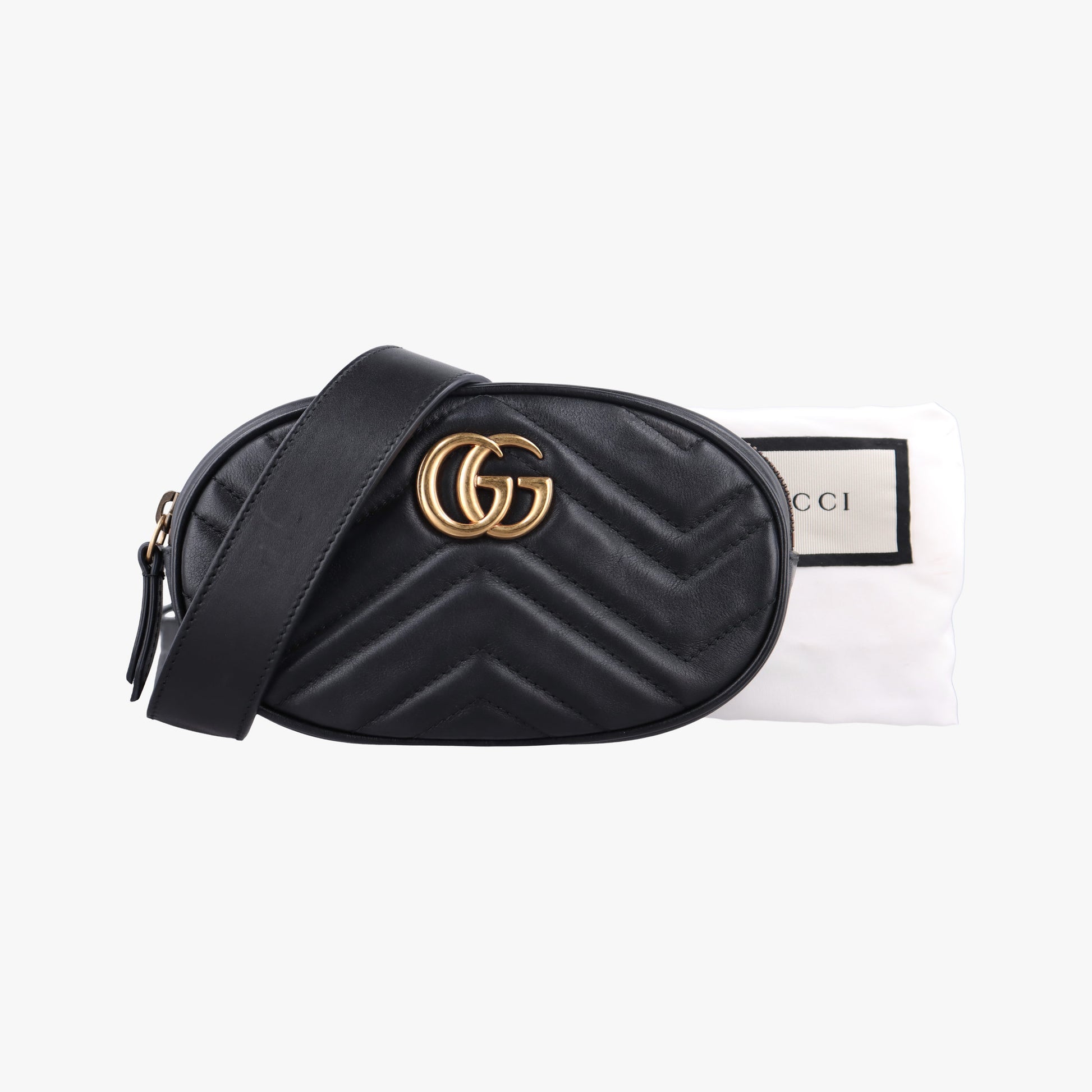 Vintage Gucci GG Marmont Black Leather 476434 bum bag/waist bag | stylenewstar