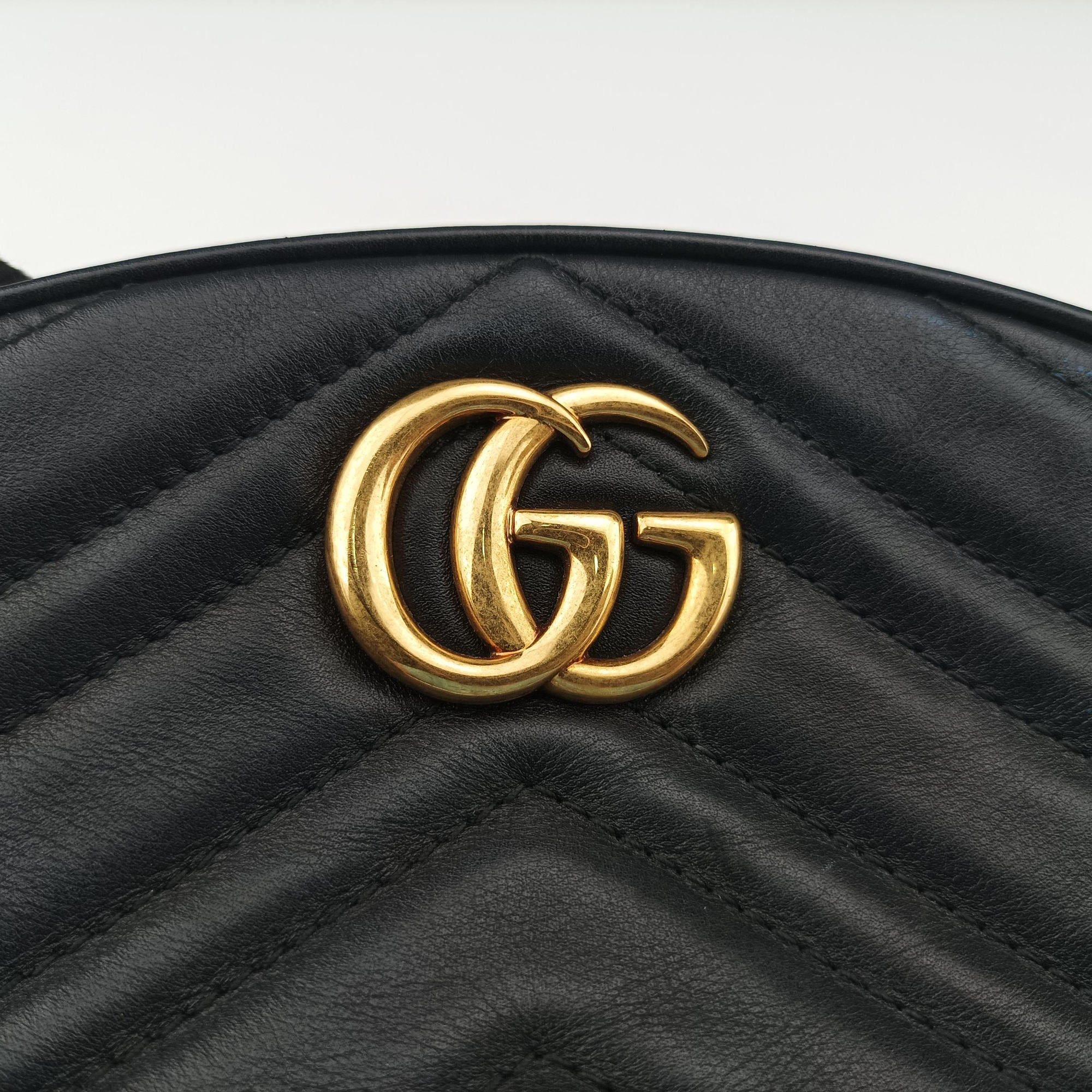 Vintage Gucci GG Marmont Black Leather 476434 bum bag/waist bag | stylenewstar