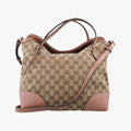 Pre-owned Gucci Guccissima Bree khaki×pink Canvas×Leather 353120 handbag | stylenewstar