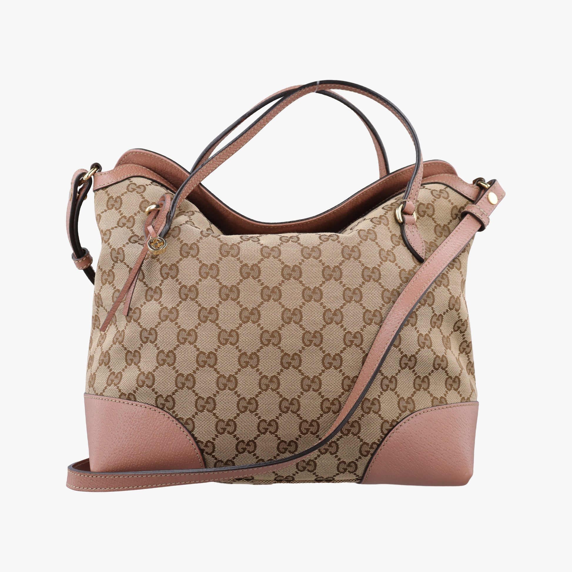 Pre-owned Gucci Guccissima Bree khaki×pink Canvas×Leather 353120 handbag | stylenewstar