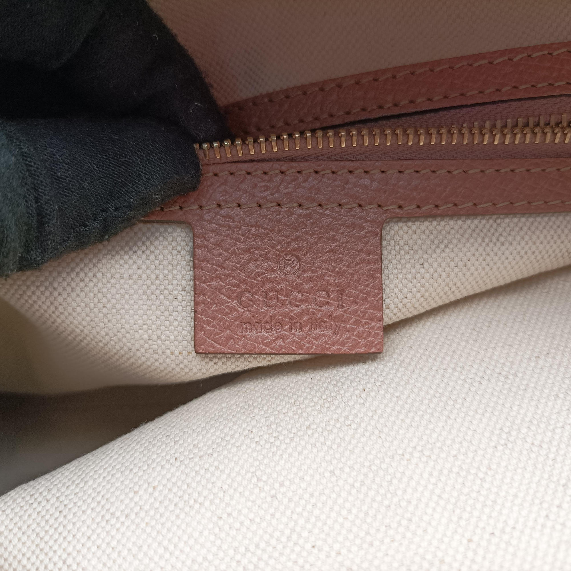 Pre-owned Gucci Guccissima Bree khaki×pink Canvas×Leather 353120 handbag | stylenewstar