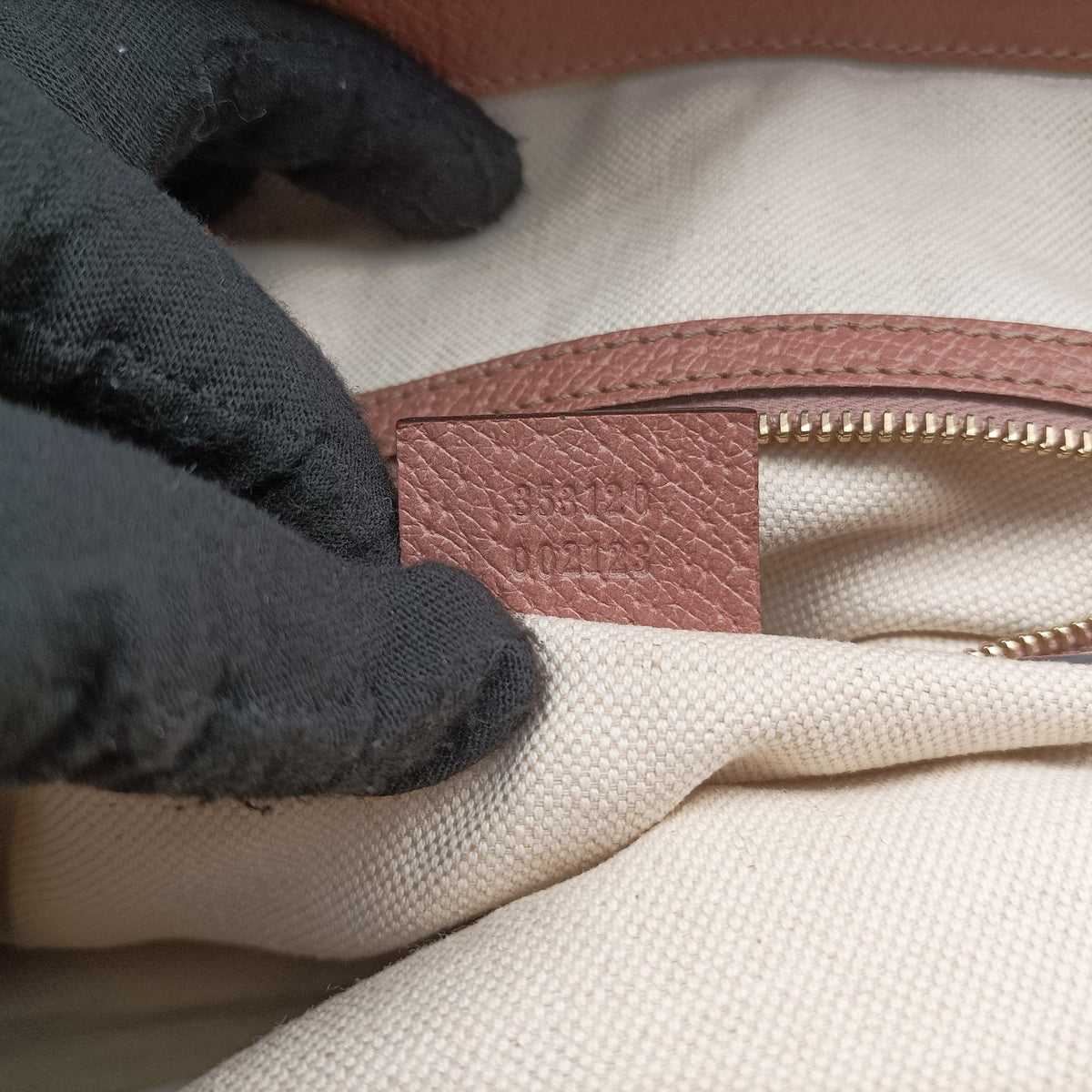 Pre-owned Gucci Guccissima Bree khaki×pink Canvas×Leather 353120 handbag | stylenewstar