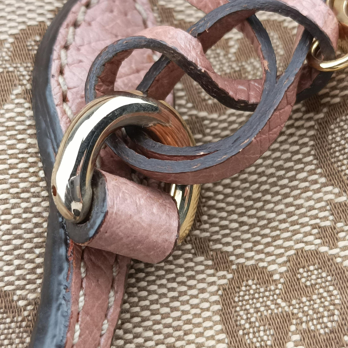 Pre-owned Gucci Guccissima Bree khaki×pink Canvas×Leather 353120 handbag | stylenewstar