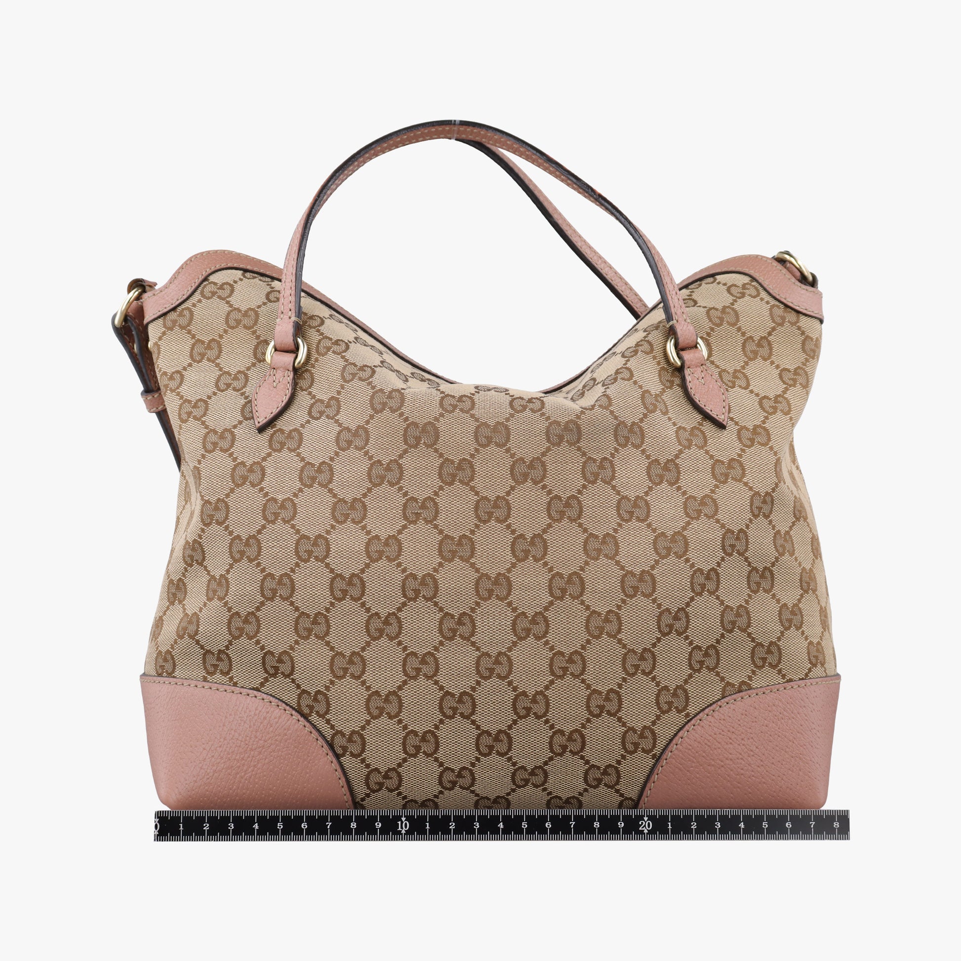 Pre-owned Gucci Guccissima Bree khaki×pink Canvas×Leather 353120 handbag | stylenewstar