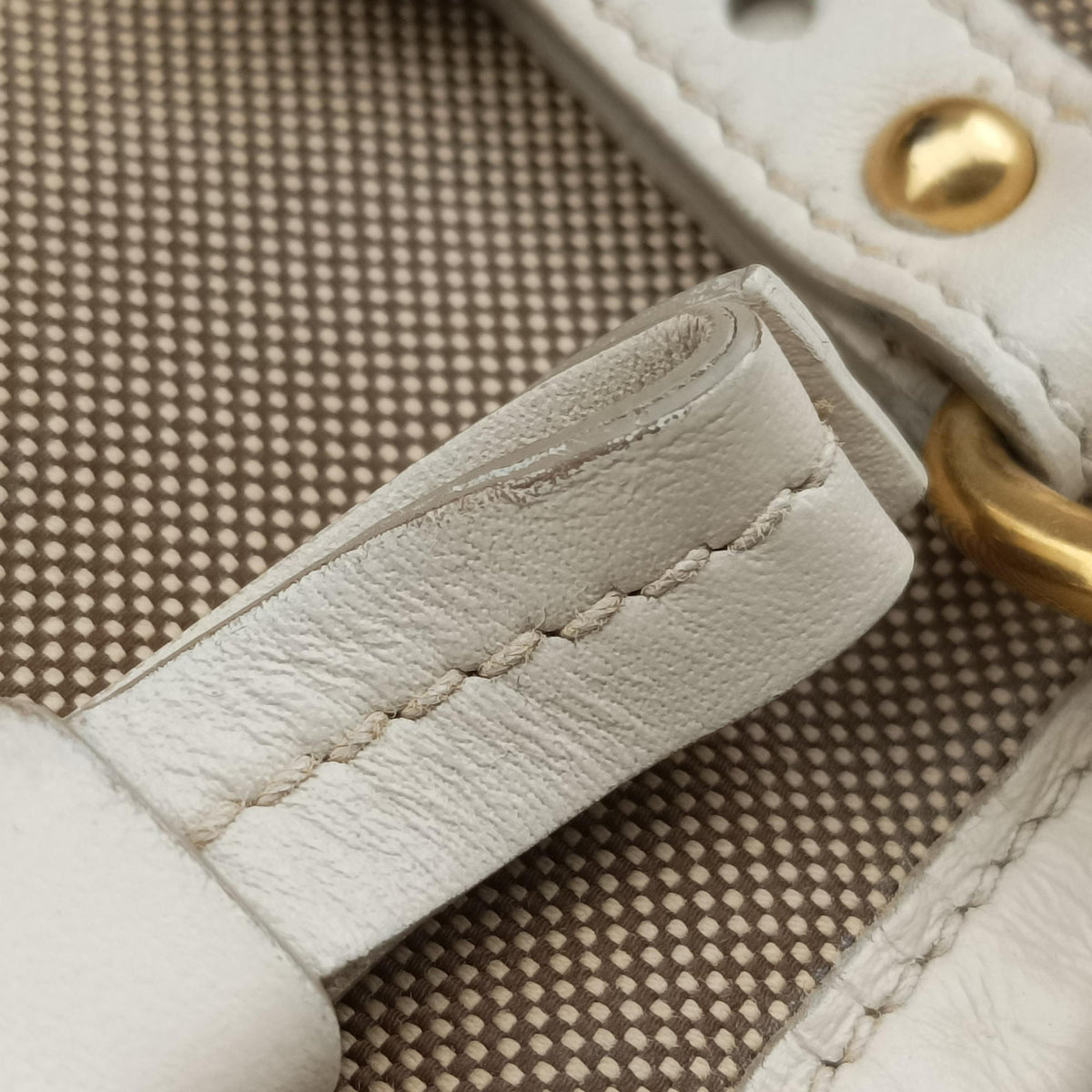 Canapa Logo khaki×White Canvas×Leather BN2832 194/Aカナパ ロゴ リボン カーキ×ホワイト キャンバス×レザー BN2832 194/A