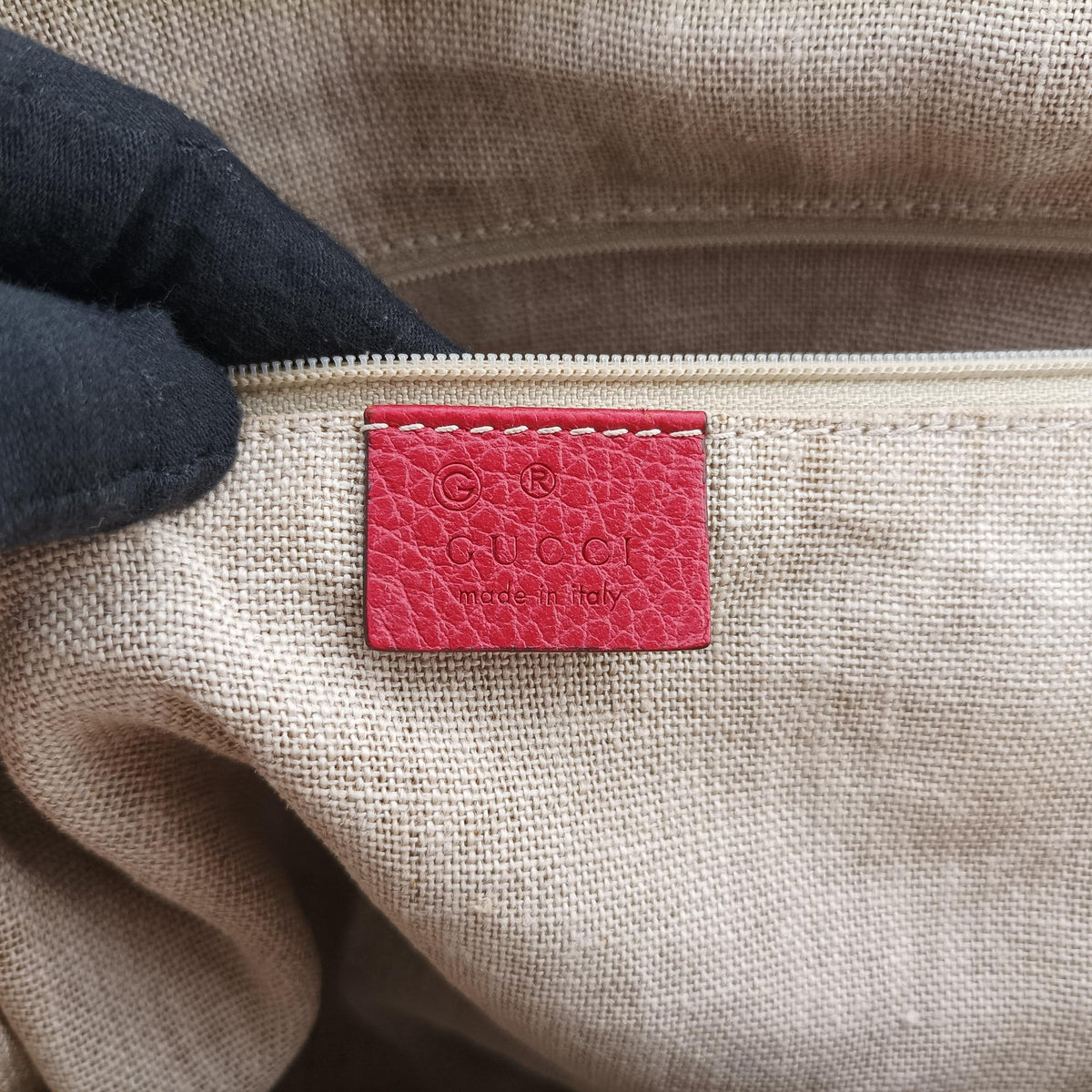 Guccissima Bree beige×red Canvas×Leather 449243 D021254604グッチシマ ブリー ベージュ×レッド キャンバス×レザー 449243 D021254604