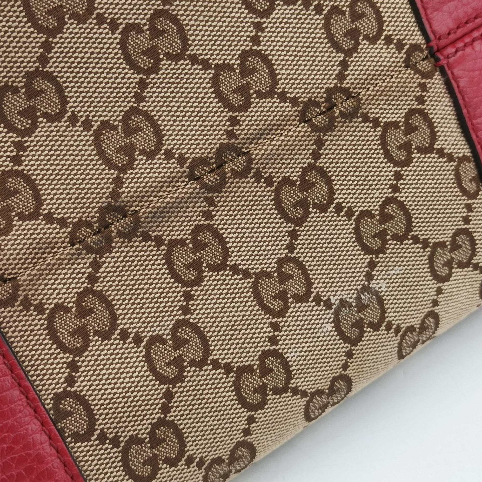 Guccissima Bree beige×red Canvas×Leather 449243 D021254604グッチシマ ブリー ベージュ×レッド キャンバス×レザー 449243 D021254604