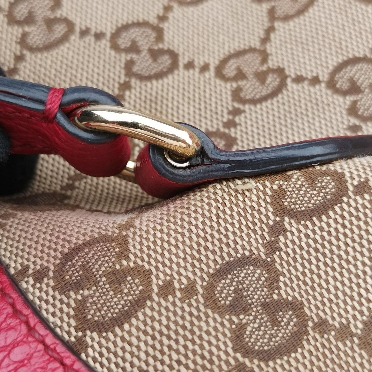 Guccissima Bree beige×red Canvas×Leather 449243 D021254604グッチシマ ブリー ベージュ×レッド キャンバス×レザー 449243 D021254604