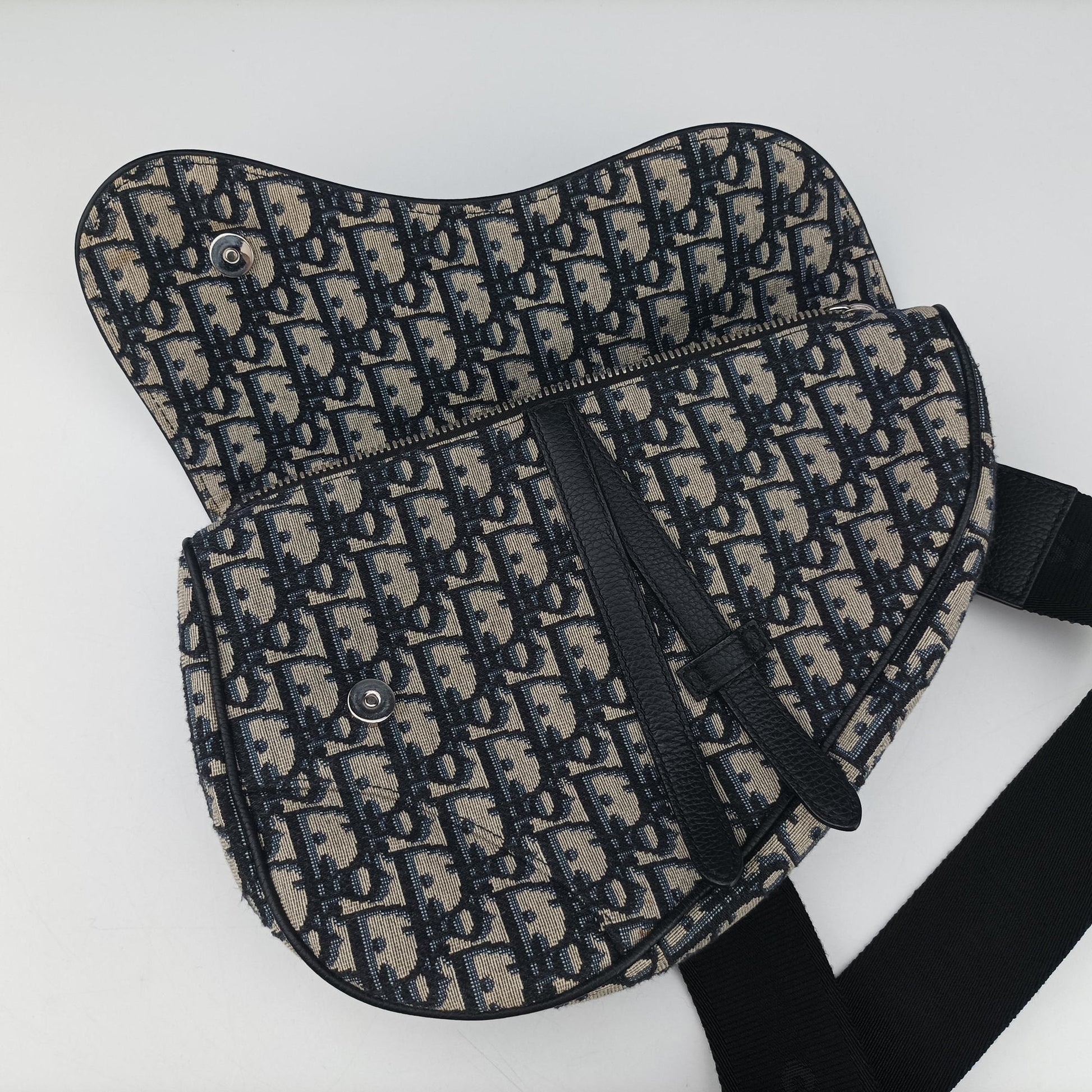 Saddlebags Gray×Navy Jacquard×Leather 19-BO-0210 IC Chipサドルバッグ グレー×ネイビー ジャガード×レザー 19-BO-0210 ICチップ