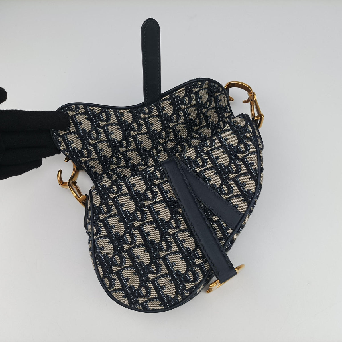 Saddle Navy×grey Jacquard × Leather 05-RU-0169 IC Chipサドル ネイビー×グレー ジャガード×レザー 05-RU-0169 ICチップ