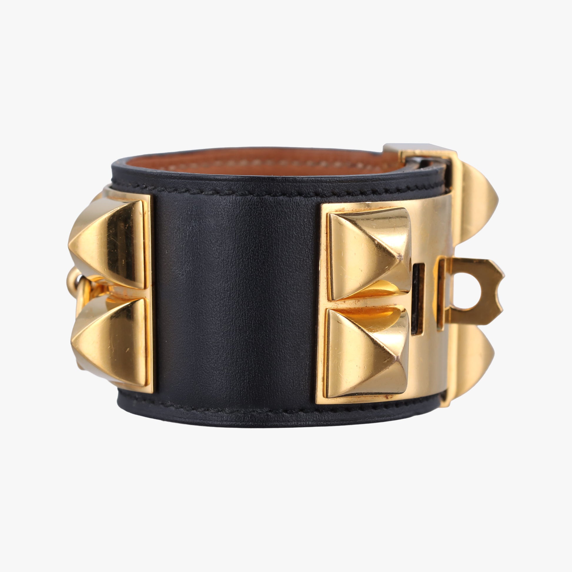 Collier de Chien Black×golden Leather × GP S ▢P Rコリエ ド シアン ブラック×ゴールド レザー×GP S ▢P R