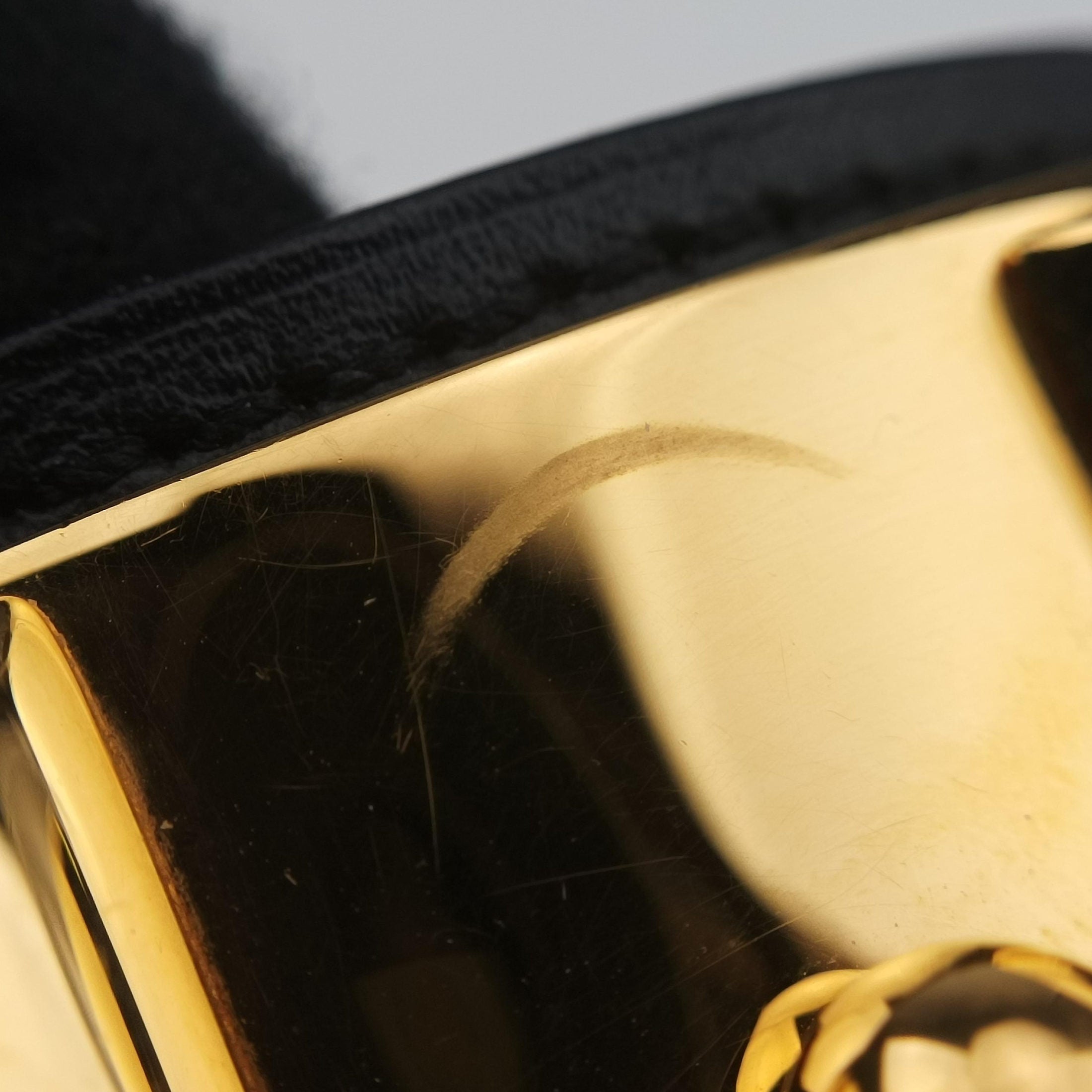 Collier de Chien Black×golden Leather × GP S ▢P Rコリエ ド シアン ブラック×ゴールド レザー×GP S ▢P R