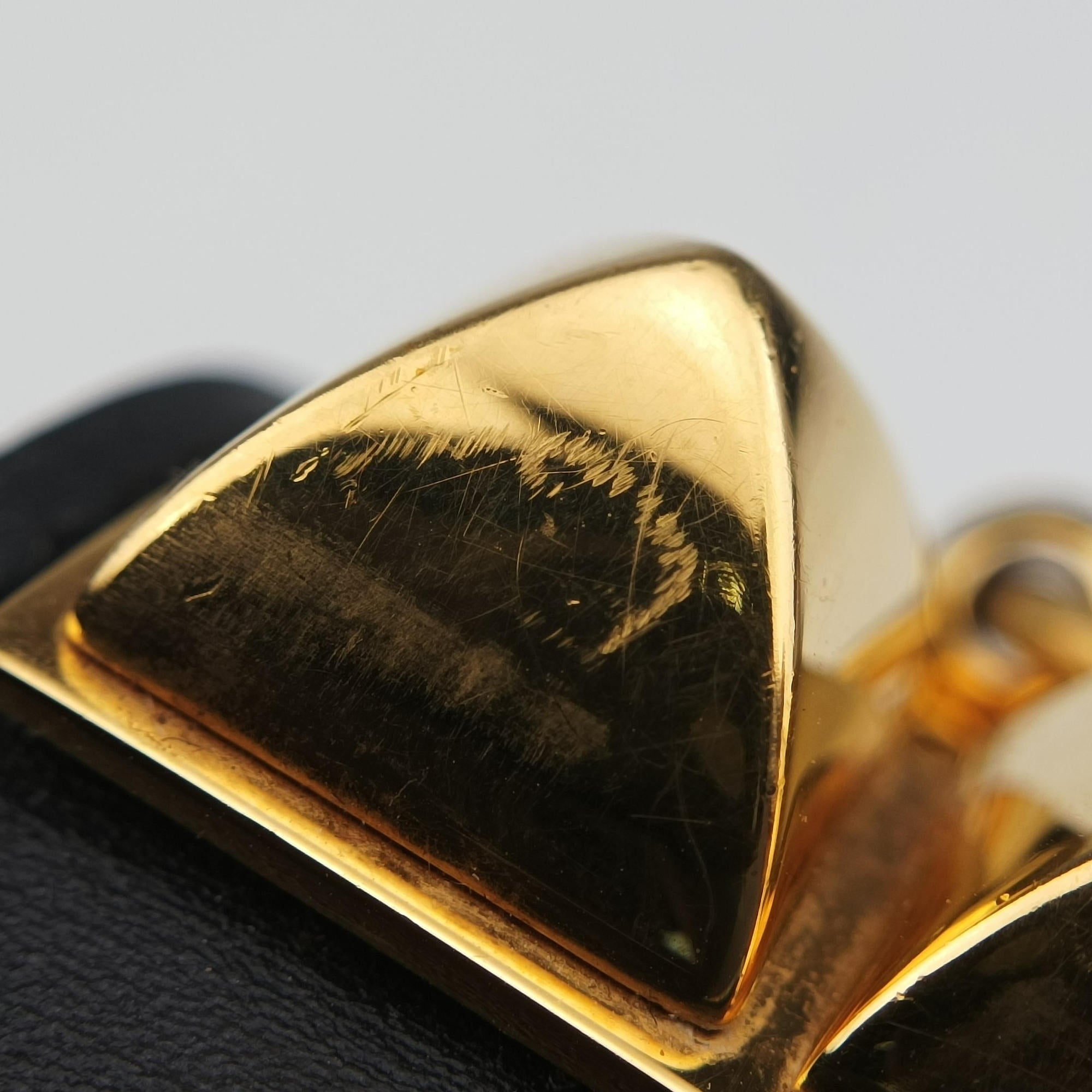 Collier de Chien Black×golden Leather × GP S ▢P Rコリエ ド シアン ブラック×ゴールド レザー×GP S ▢P R