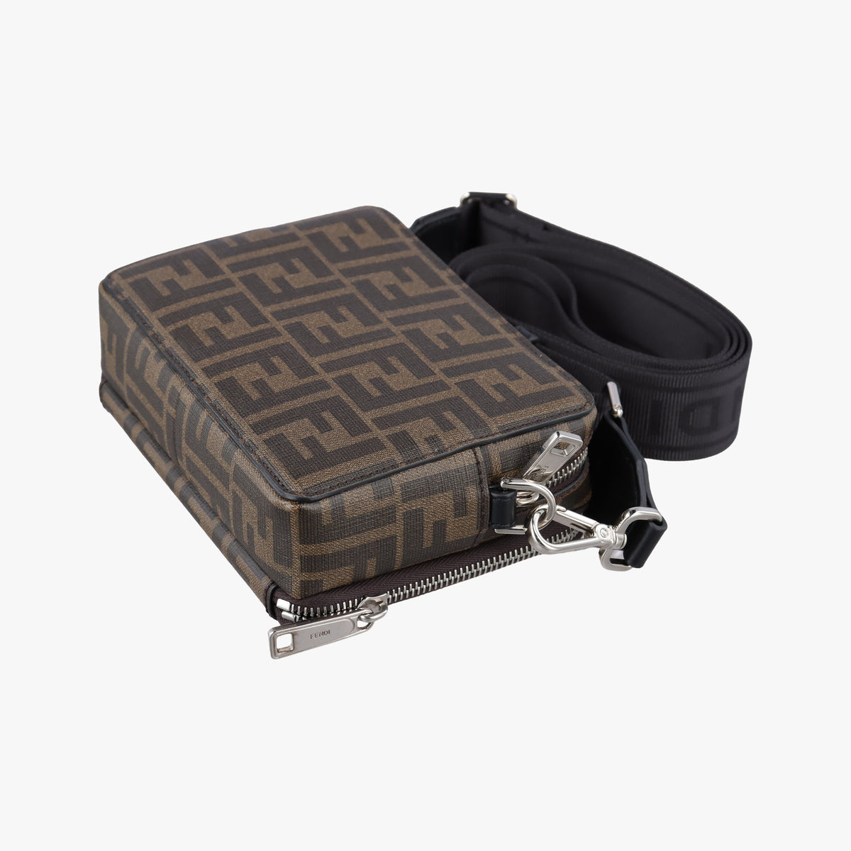 Pre-owned Fendi Pokemon collaboration Dragonite Organizer Cam FF Brown canvas 7M0357 shoulderbag | stylenewstar