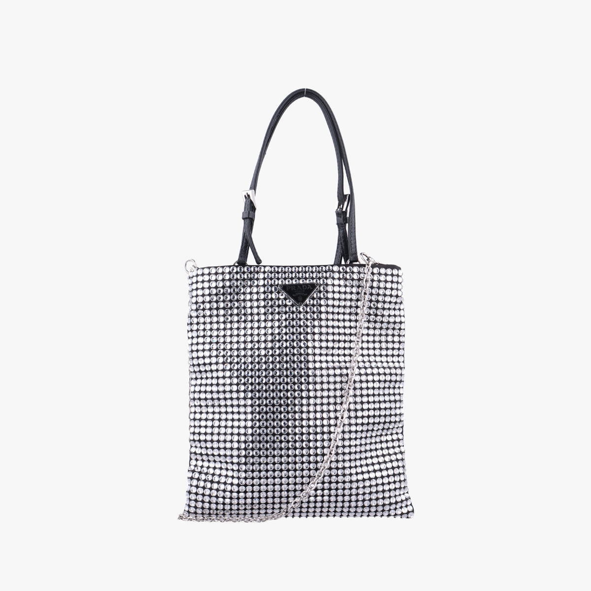 Rosa Satin Crystal Mini Tote Silver Rhinestone 1BA253 270ローザ サテン クリスタル ミニトート シルバー ラインストーン 1BA253 270