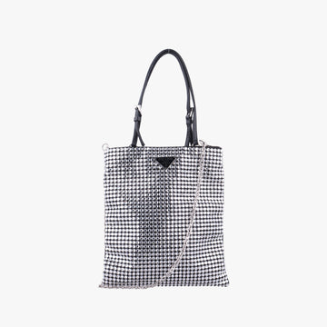 Rosa Satin Crystal Mini Tote Silver Rhinestone 1BA253 270ローザ サテン クリスタル ミニトート シルバー ラインストーン 1BA253 270