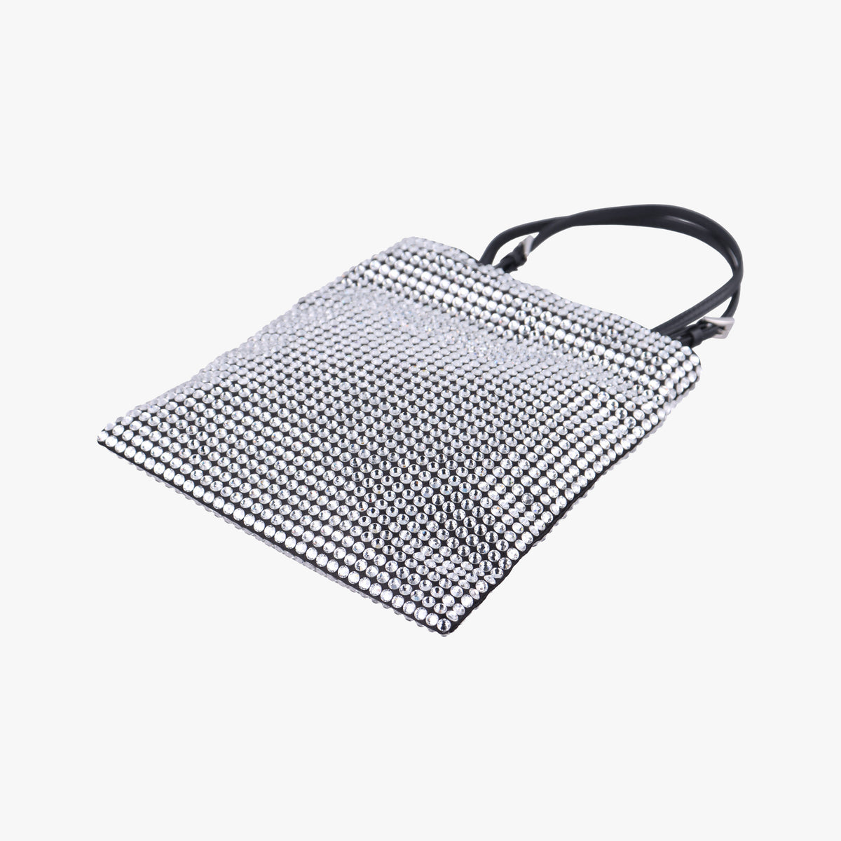 Rosa Satin Crystal Mini Tote Silver Rhinestone 1BA253 270ローザ サテン クリスタル ミニトート シルバー ラインストーン 1BA253 270