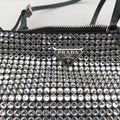 Pre-owned Prada Rosa Satin Crystal Mini Tote Silver Rhinestone 1BA253 shoulderbag | stylenewstar