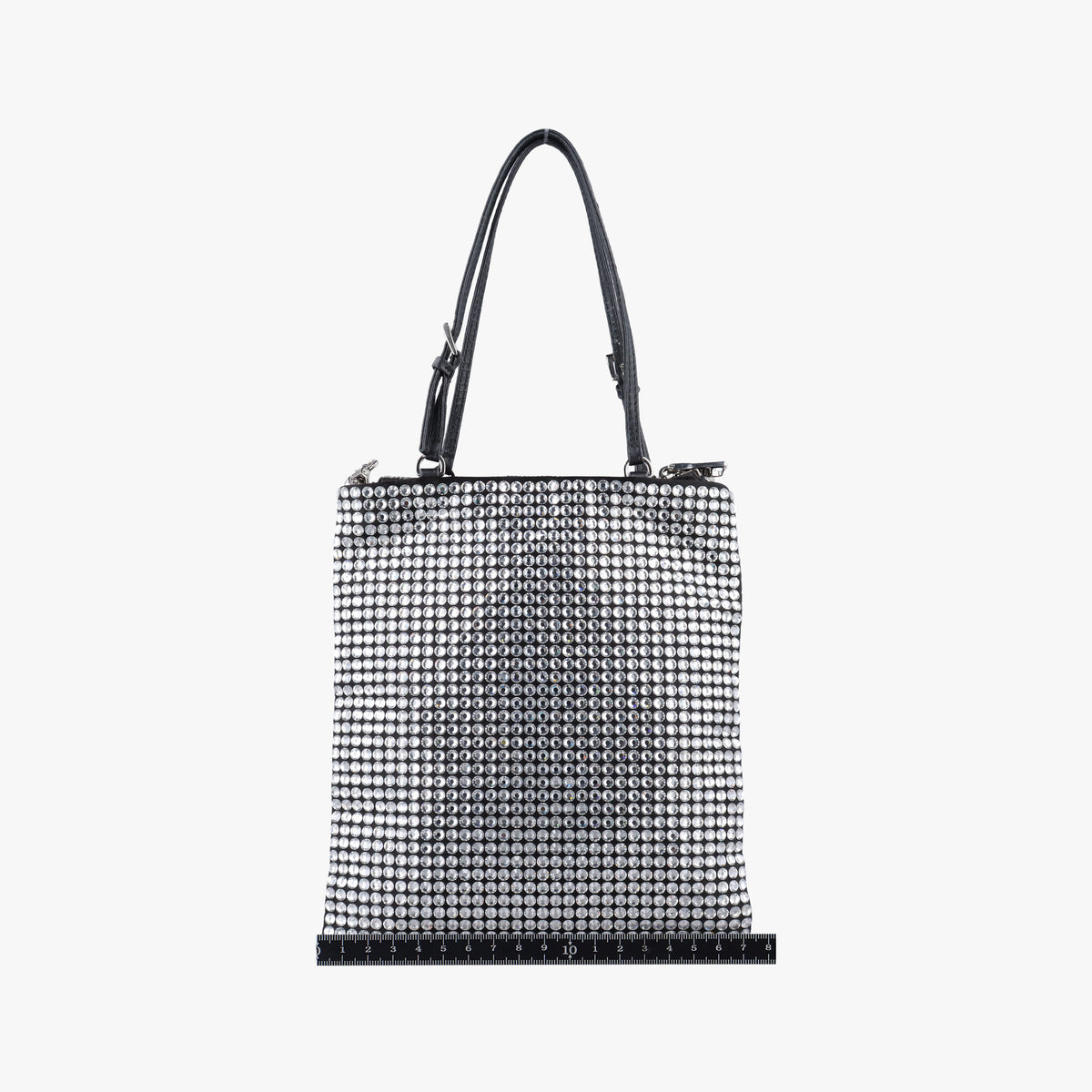 Pre-owned Prada Rosa Satin Crystal Mini Tote Silver Rhinestone 1BA253 shoulderbag | stylenewstar