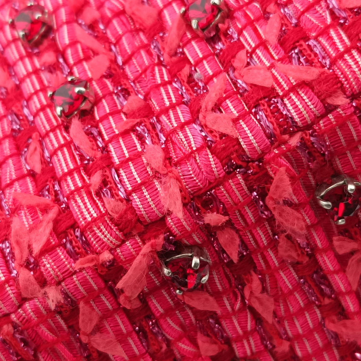Lady Dior Heart Crystal Cannage Fringe Red×Multicolour Tweed×Enamel 11-MA-1102レディ ディオール ハート クリスタル カナージュ フリンジ レッド×マルチカラー ツイード×エナメル 11-MA-1102