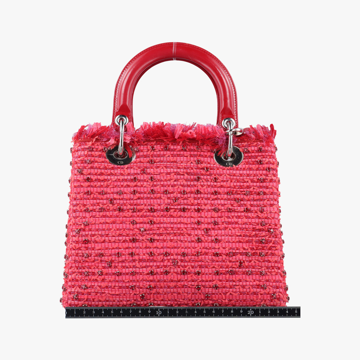 Lady Dior Heart Crystal Cannage Fringe Red×Multicolour Tweed×Enamel 11-MA-1102レディ ディオール ハート クリスタル カナージュ フリンジ レッド×マルチカラー ツイード×エナメル 11-MA-1102