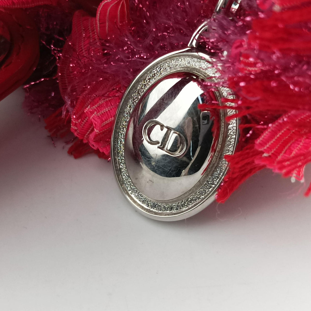 Lady Dior Heart Crystal Cannage Fringe Red×Multicolour Tweed×Enamel 11-MA-1102レディ ディオール ハート クリスタル カナージュ フリンジ レッド×マルチカラー ツイード×エナメル 11-MA-1102
