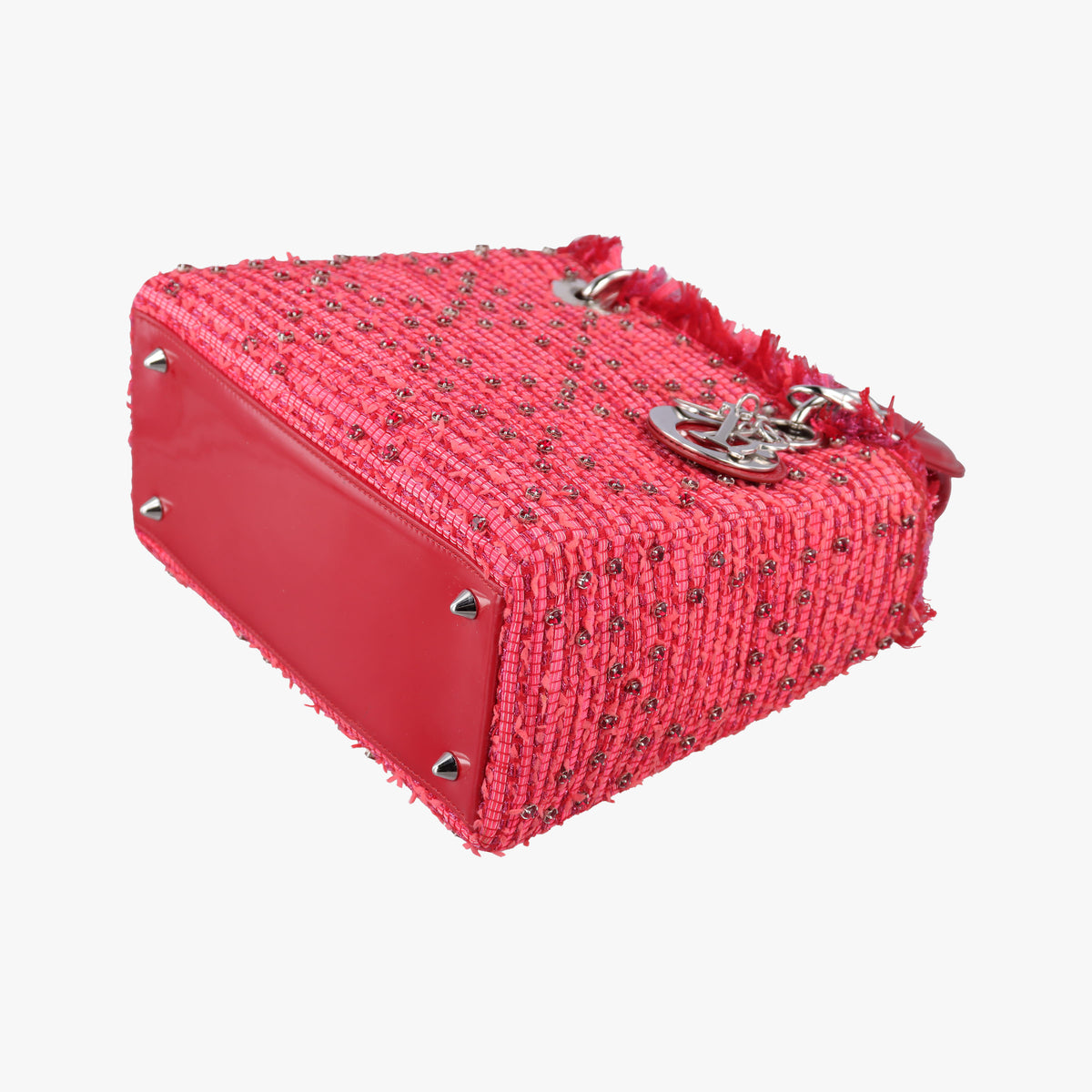 Lady Dior Heart Crystal Cannage Fringe Red×Multicolour Tweed×Enamel 11-MA-1102レディ ディオール ハート クリスタル カナージュ フリンジ レッド×マルチカラー ツイード×エナメル 11-MA-1102
