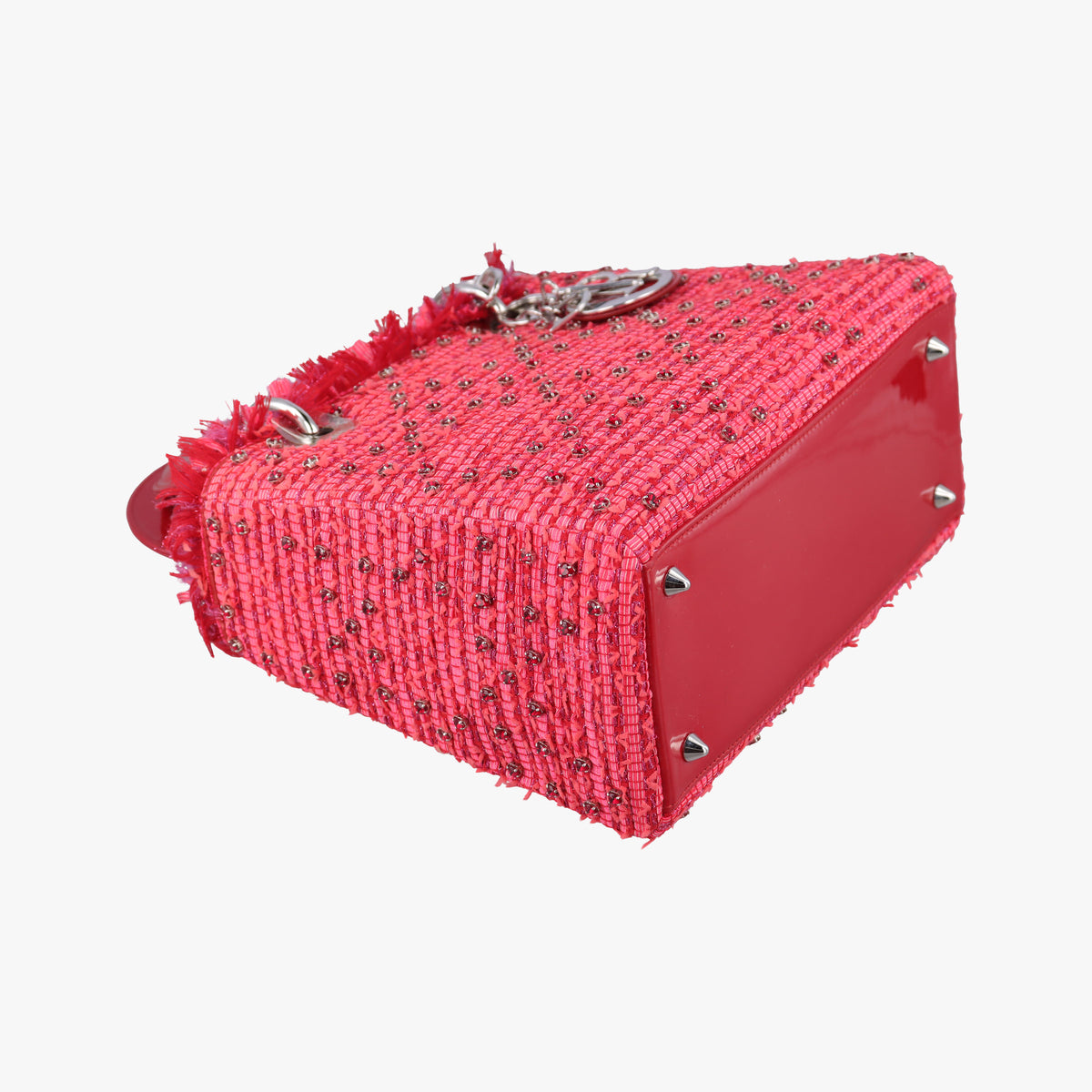 Lady Dior Heart Crystal Cannage Fringe Red×Multicolour Tweed×Enamel 11-MA-1102レディ ディオール ハート クリスタル カナージュ フリンジ レッド×マルチカラー ツイード×エナメル 11-MA-1102
