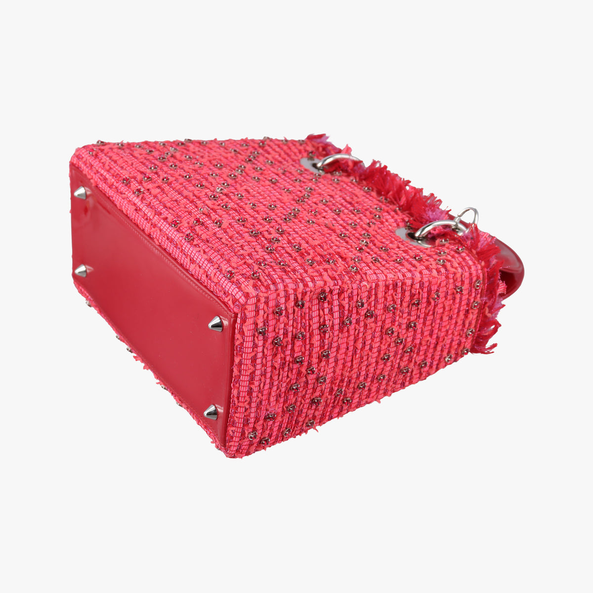 Lady Dior Heart Crystal Cannage Fringe Red×Multicolour Tweed×Enamel 11-MA-1102レディ ディオール ハート クリスタル カナージュ フリンジ レッド×マルチカラー ツイード×エナメル 11-MA-1102