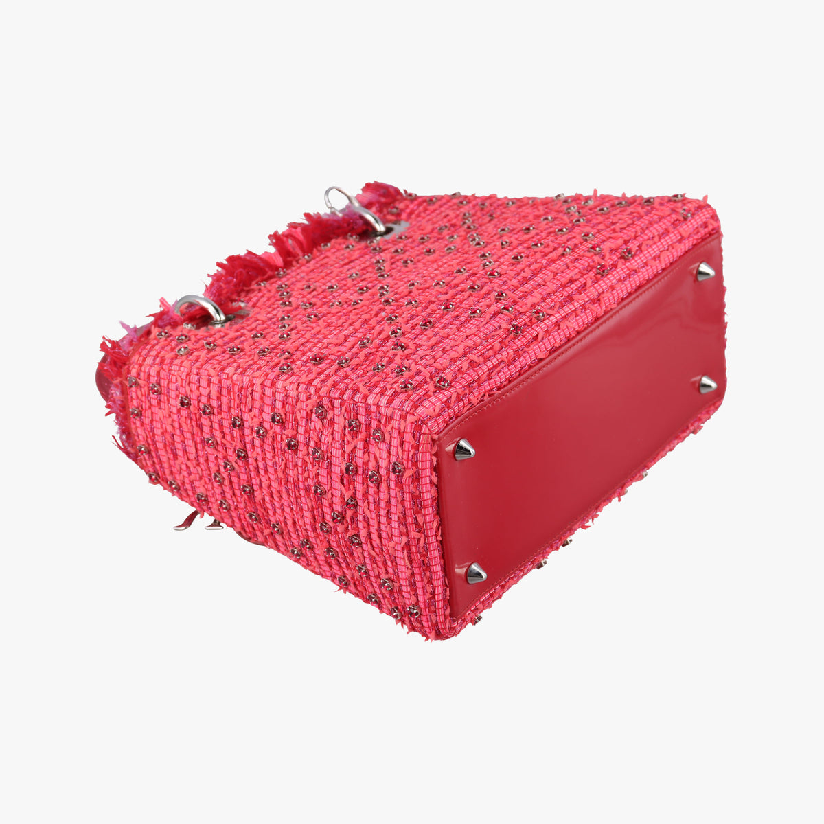 Lady Dior Heart Crystal Cannage Fringe Red×Multicolour Tweed×Enamel 11-MA-1102レディ ディオール ハート クリスタル カナージュ フリンジ レッド×マルチカラー ツイード×エナメル 11-MA-1102