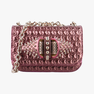 Pre-owned Christian Louboutin Sweet Charity Scarabe Spike Pink Patent  shoulderbag | stylenewstar